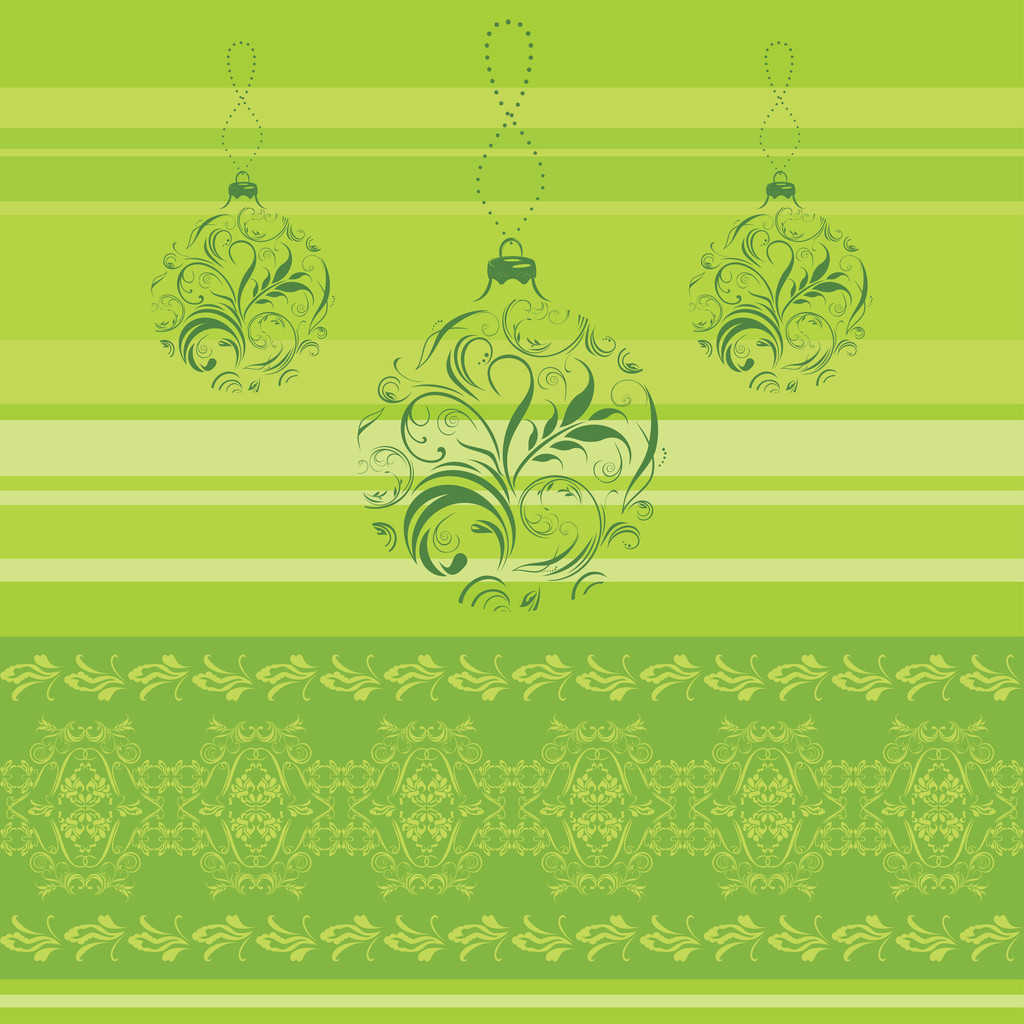 Frontera verde con bolas de Navidad ornamentales
 - Vector, Imagen