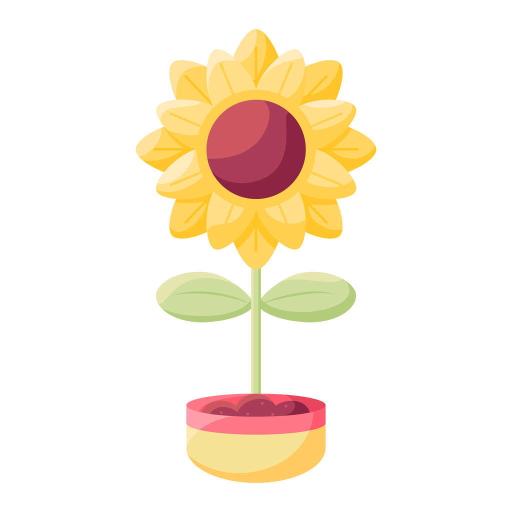 Isolated flower in a flowerpot Flat icon Vector - Vettoriali, immagini