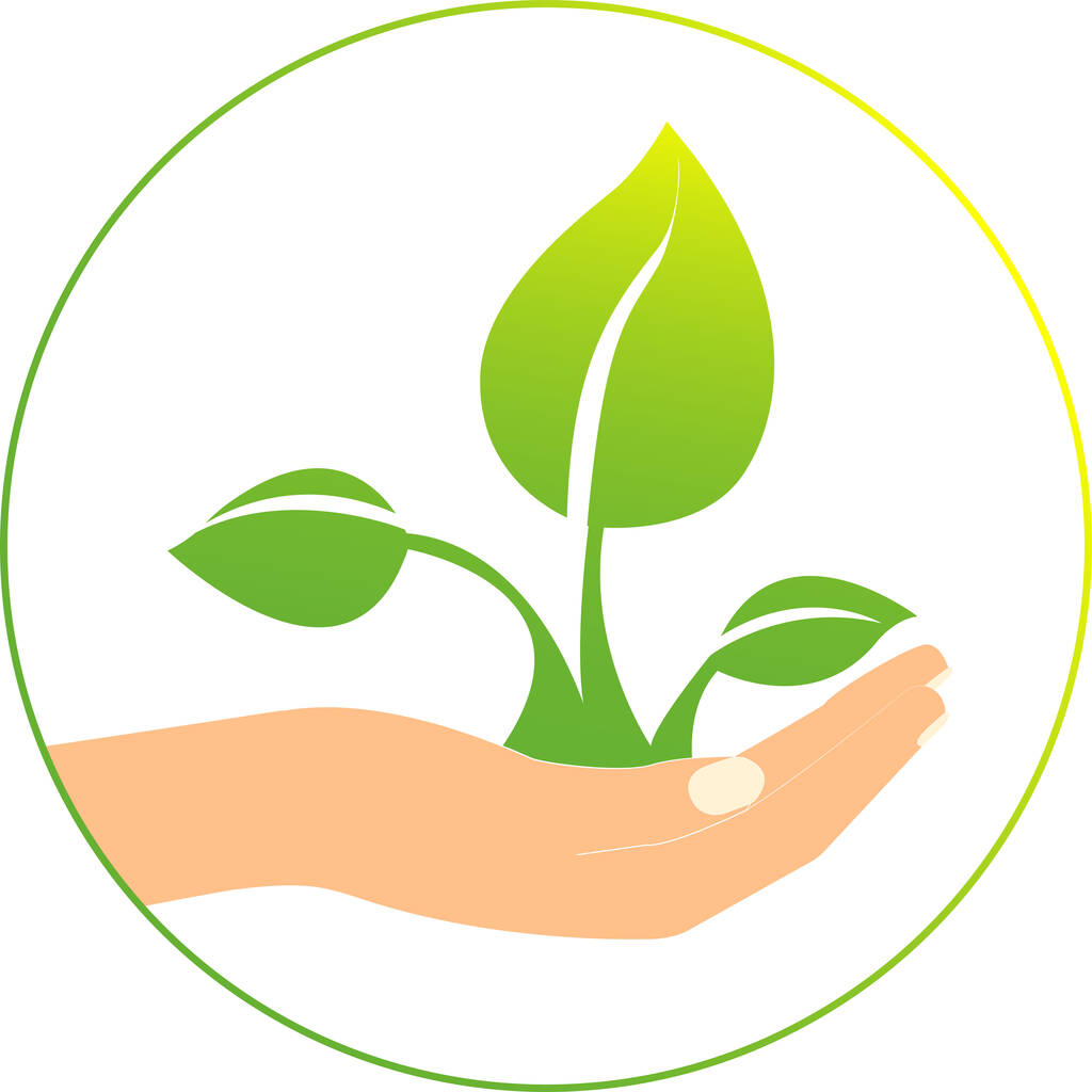 ilustración de planta verde en las manos, concepto del día del medio ambiente - Vector, Imagen