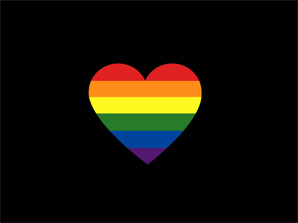 illustration of heart with rainbow lgbt flag isolated on black - Vektor, Bild