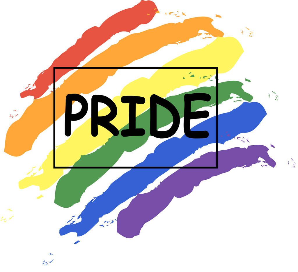 illustration of pride lettering against rainbow lgbt flag  - Vector, Imagen