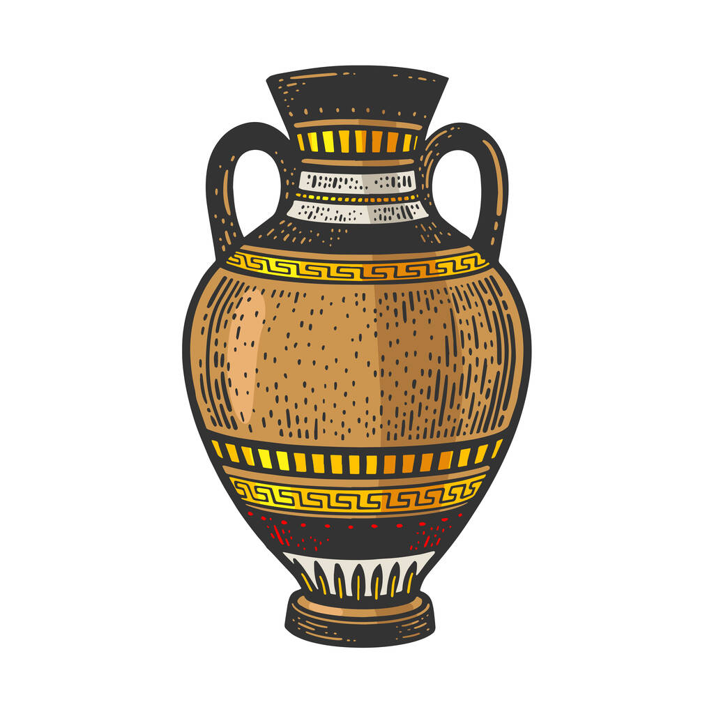 Ancient Greek Amphora color sketch raster - Photo, Image