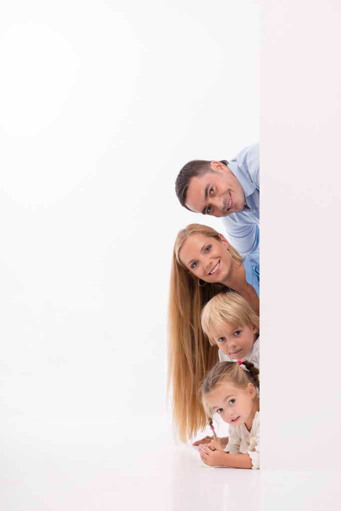 família feliz isolado no fundo branco
 - Foto, Imagem