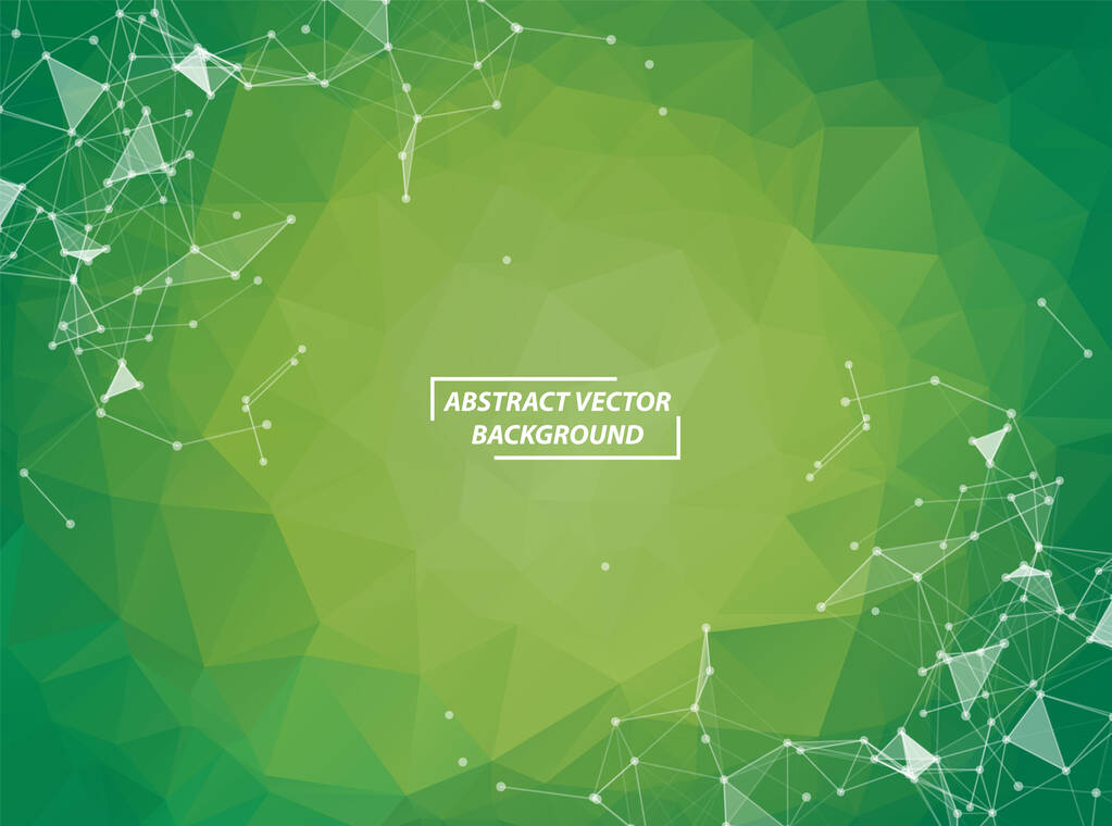 Abstract Green Polygonal Space Background with Connecting Dots and Lines. Geometric Polygonal background molecule and communication. Concept of science, chemistry, biology, medicine, technology. - Vector, Image