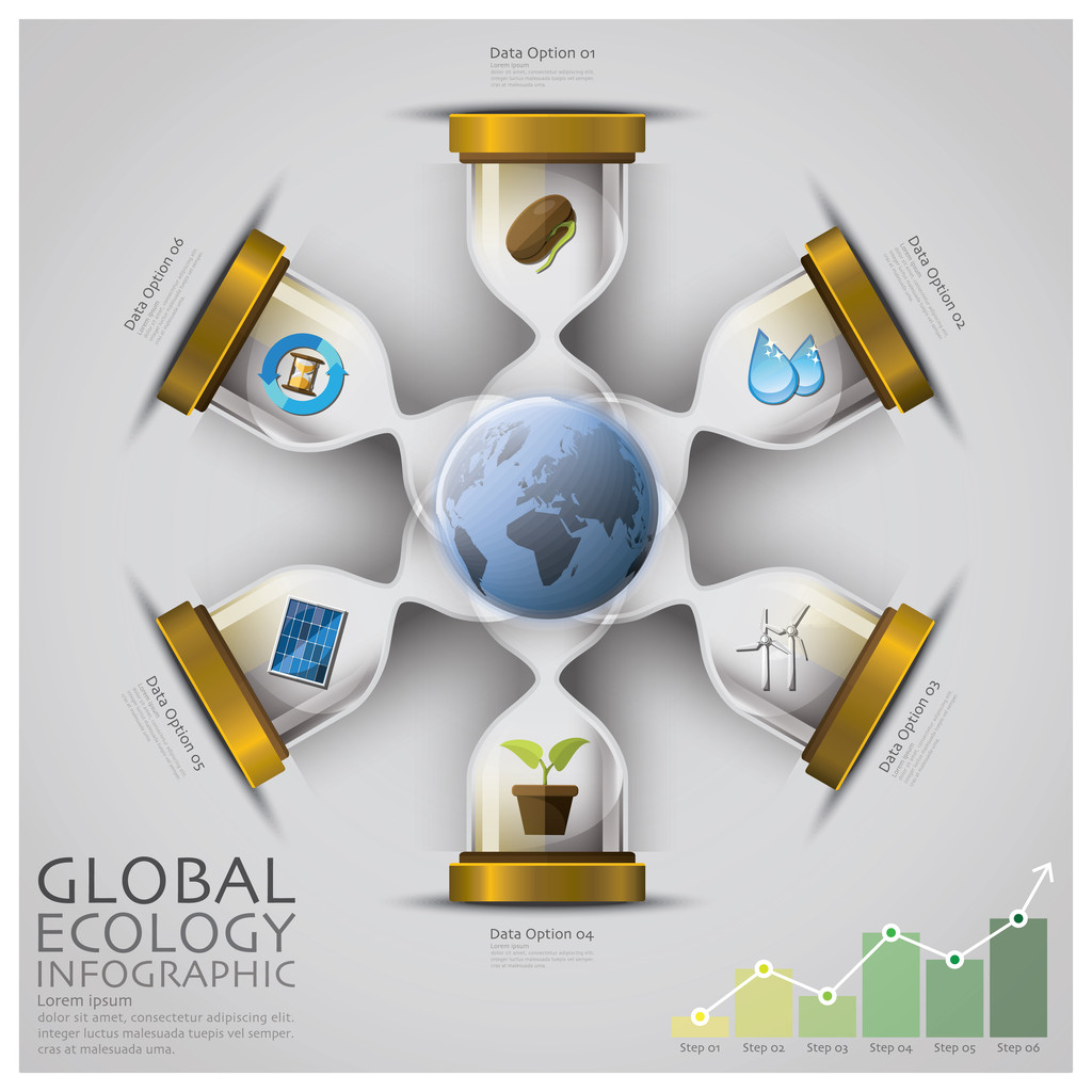 Sandglass Global Ecology and Environment Infographic
 - Vetor, Imagem