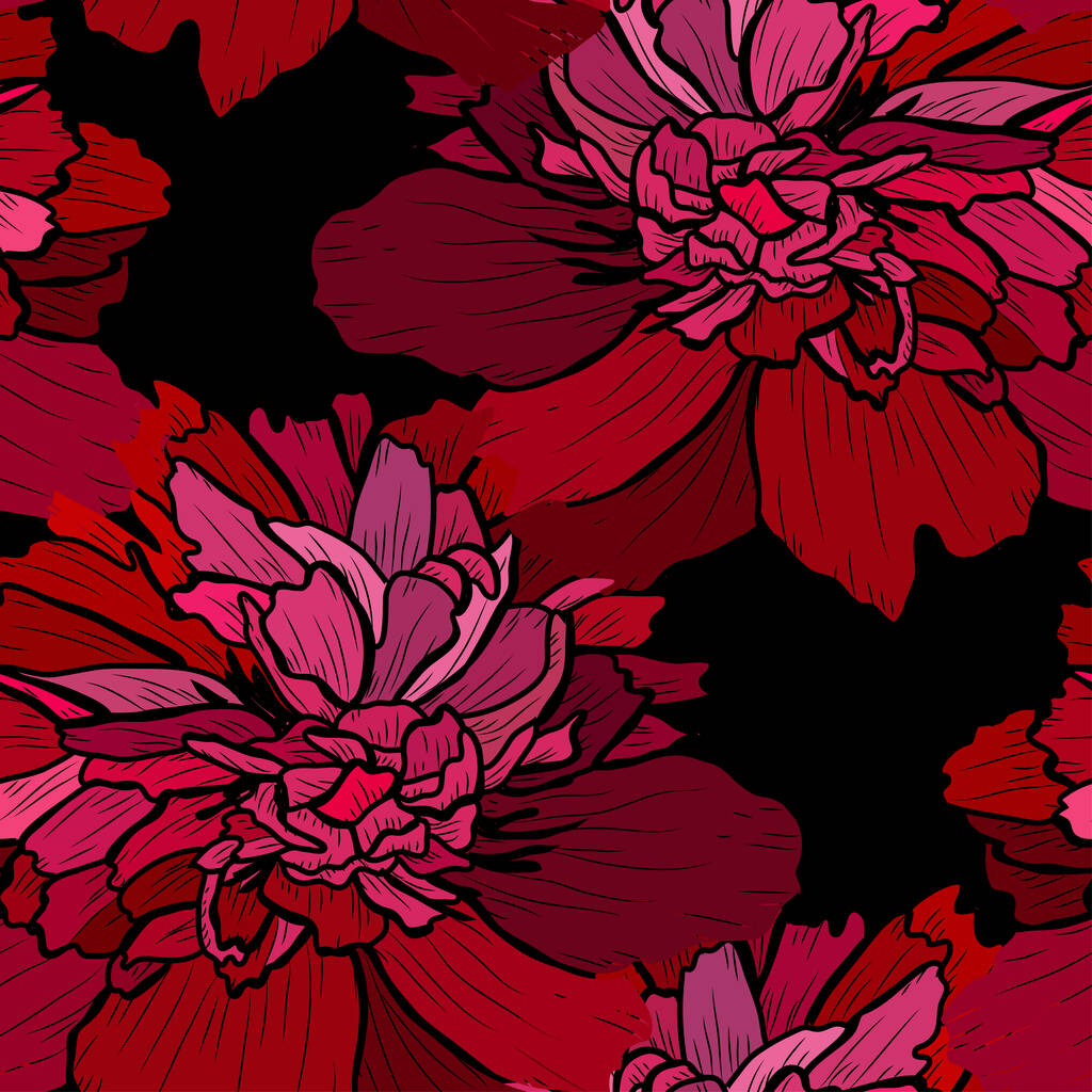 Elegancki bezszwowy wzór z kwiatami piwonii, elementy projektu. Kwiatowy wzór na zaproszenia, karty, nadruk, opakowanie upominkowe, produkcja, tekstylia, tkaniny, tapety - Wektor, obraz