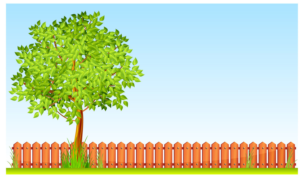 Tree and fence - Vector, Image
