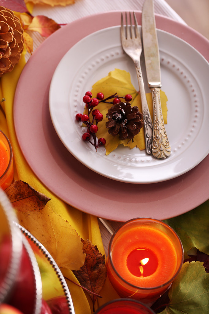 お祭りの秋料理テーブル - 写真・画像