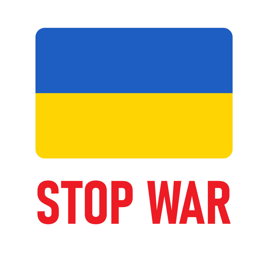 Σταματήστε τον πόλεμο στην Ουκρανία έννοια banner. Σταματήστε τον πόλεμο κατά της Ουκρανίας - Διάνυσμα, εικόνα