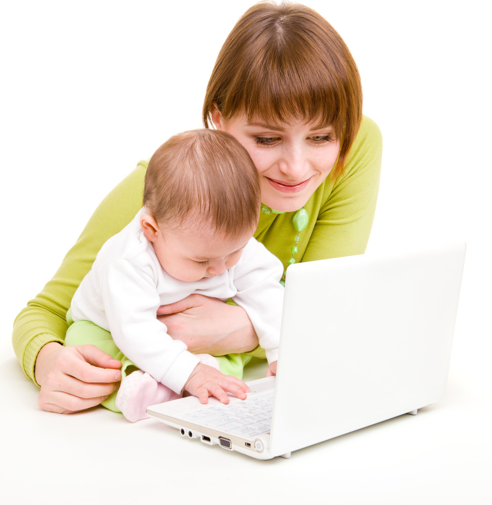 matka a dítě na laptop - Fotografie, Obrázek