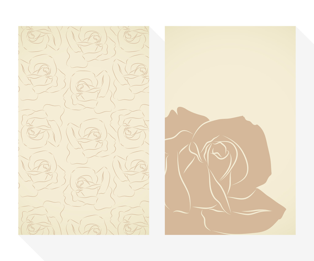 Ρετρό επαγγελματικές κάρτες σετ με τριαντάφυλλα σιλουέτας - Διάνυσμα, εικόνα