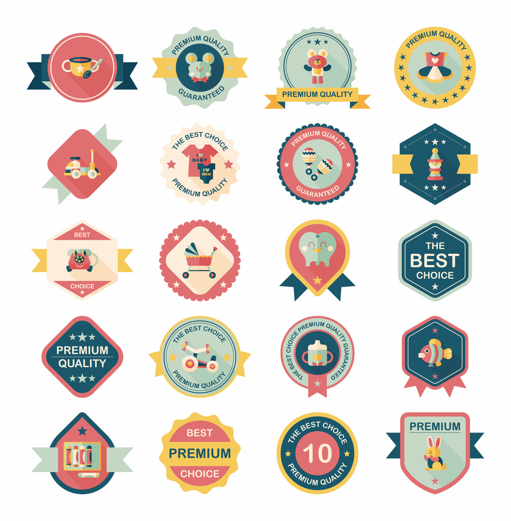 Baby badge banner design flat background set, eps10 - Vector, Image