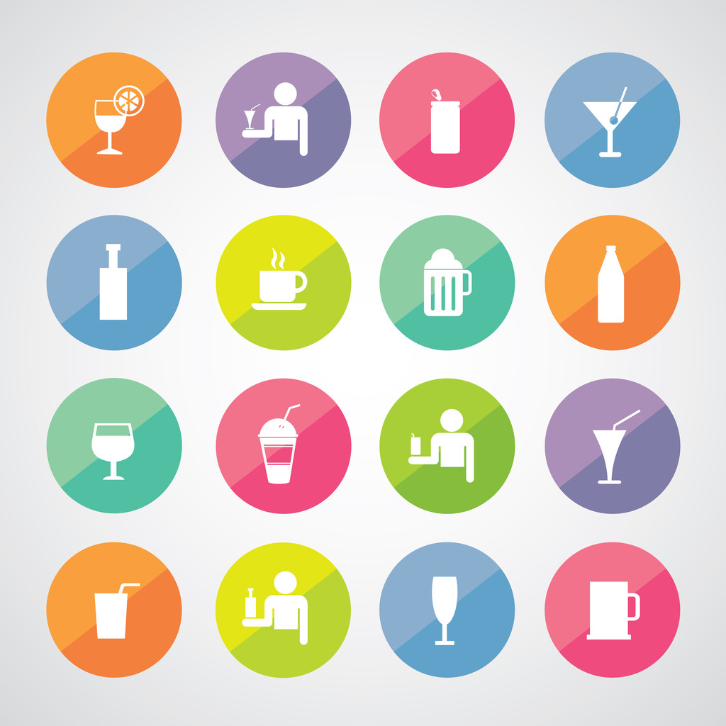 Beverages icons set - Vector, Image