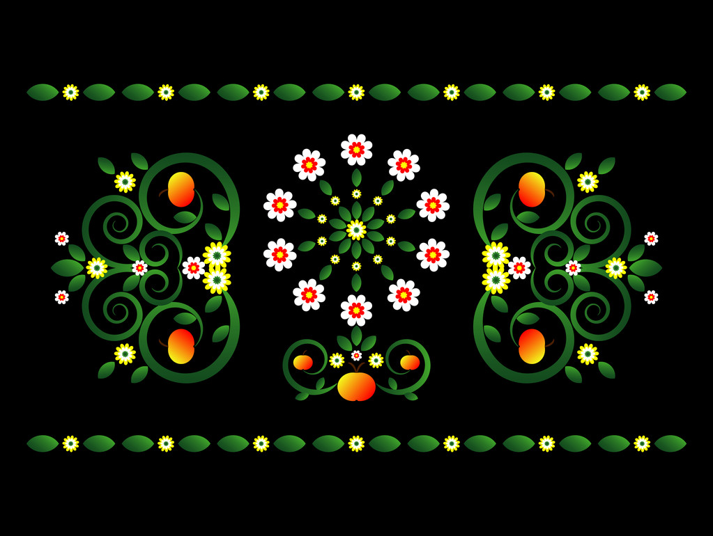 horizontale Verzierung mit Blume - Vektor, Bild