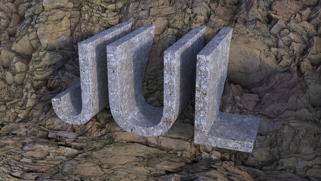A closeup shot of tridimensional concrete letters over a rock background - Photo, Image