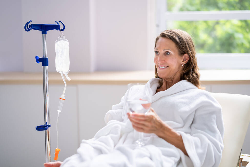 Vitamin Therapy Iv Drip Infusion In Women Blood - Photo, Image