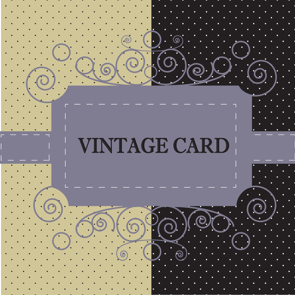 Cartão vintage preto-branco com fundo com bolinhas
 - Vetor, Imagem