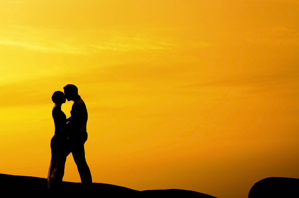 Kissing in sunset - Photo, Image