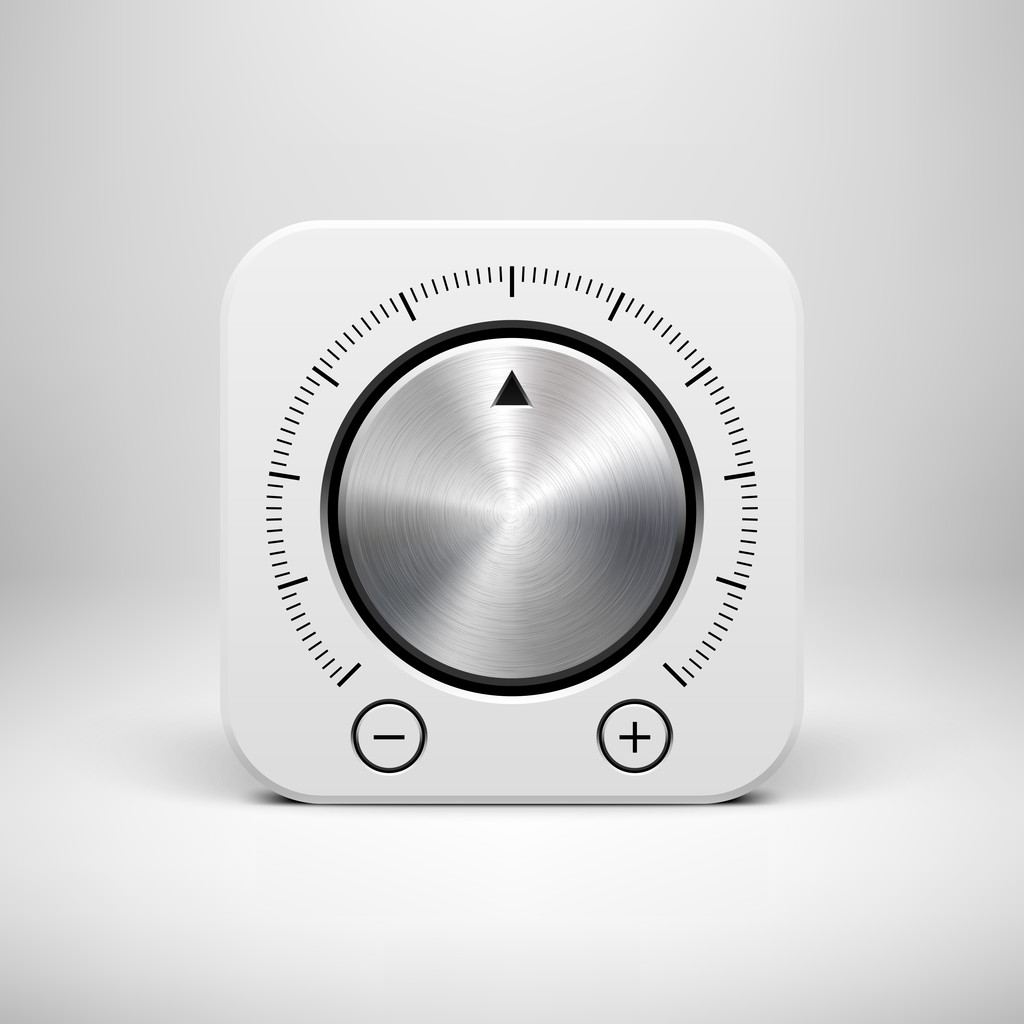 witte abstracte pictogram met volume knop knop - Vector, afbeelding