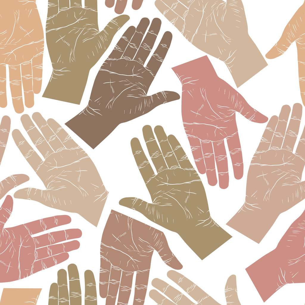 Open hands searching each other to shake seamless pattern, vecto - Vector, Image