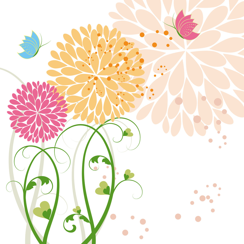 Absztrakt tavaszi színes virág és pillangó - Vektor, kép
