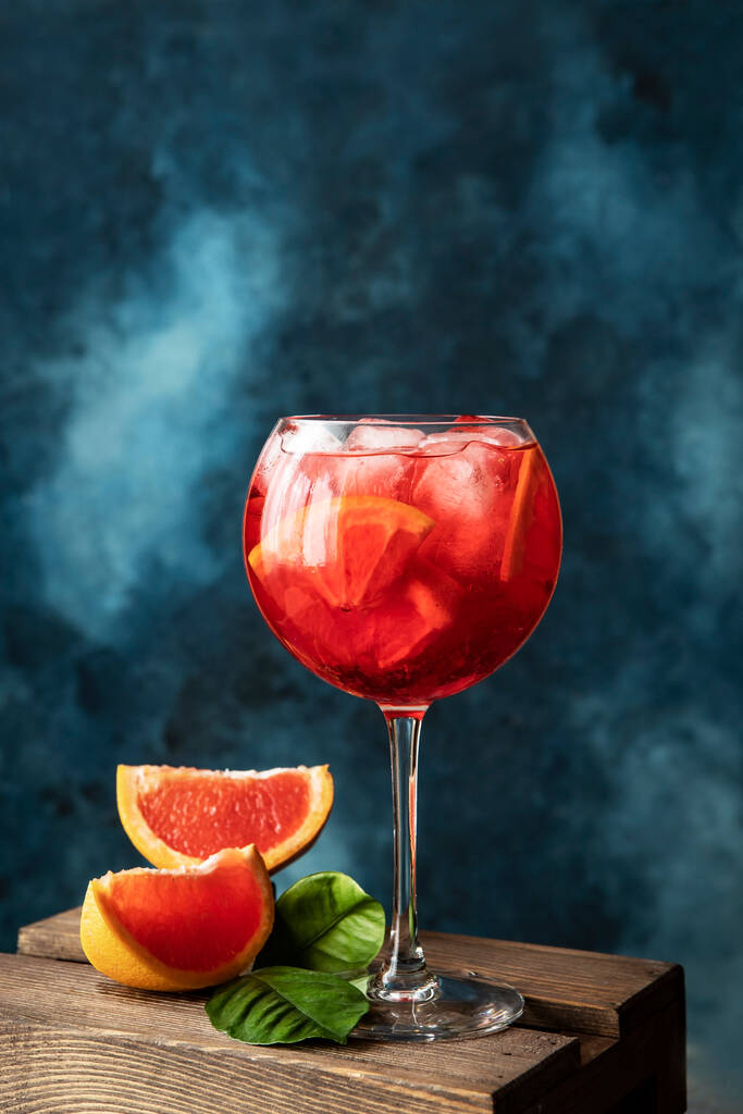 Refreshing drink  (martini, aperol) with red citrus, tonic and ice, holidays party concep - Photo, image