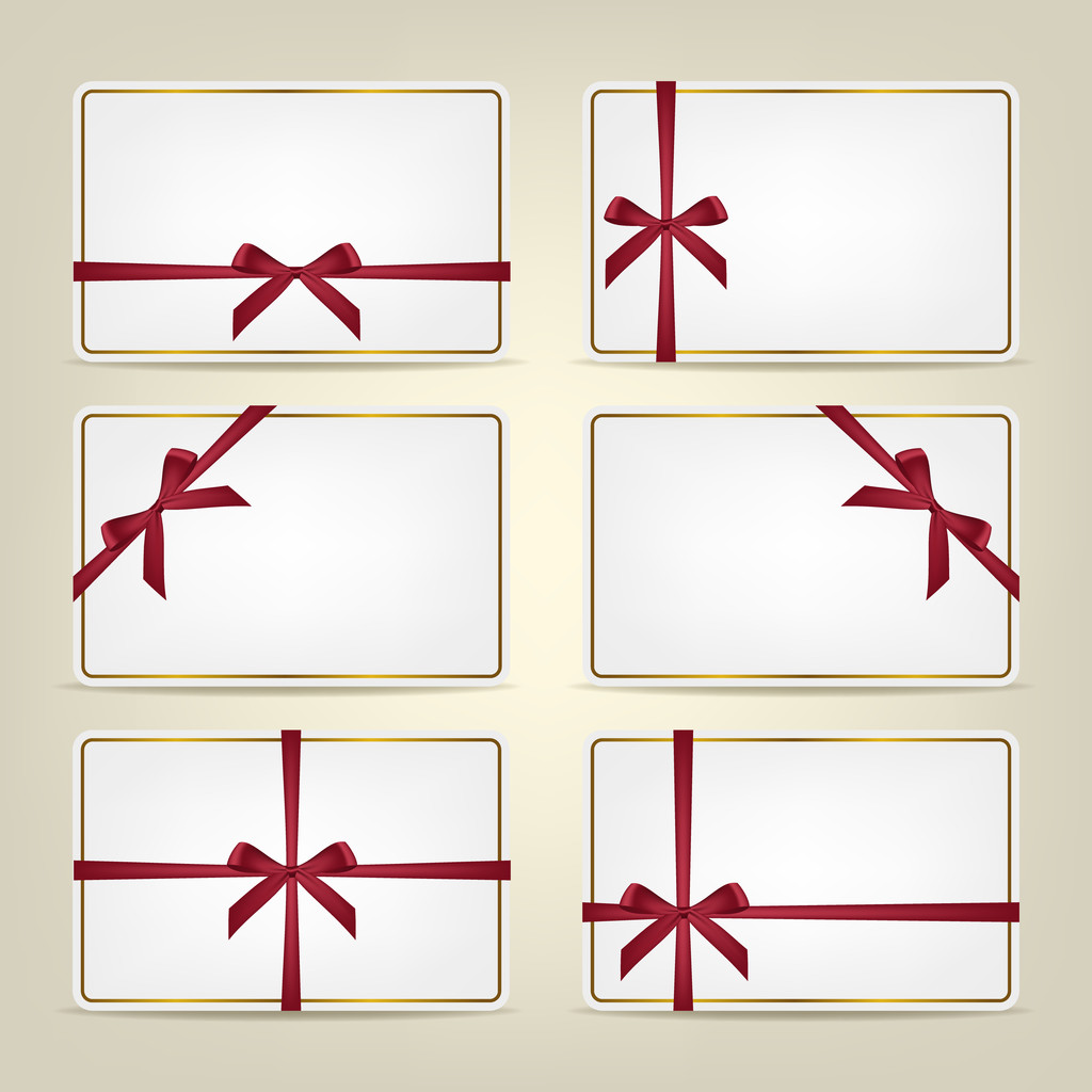 Set van gift cards met linten. Vector achtergrond of sjabloon. - Vector, afbeelding