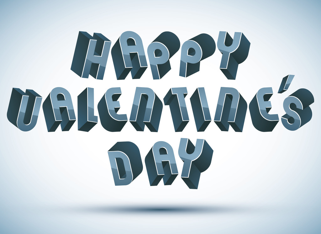 Happy Valentines Day Grußwort mit 3D-Retro-Stil - Vektor, Bild
