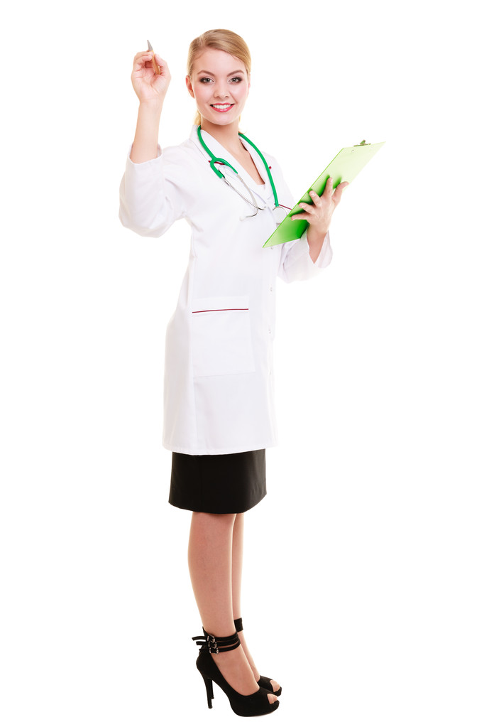 Doktorka v laboratorním plášti se stetoskopem. Lékař - Fotografie, Obrázek