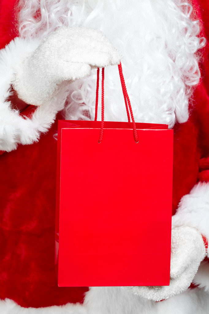 Christmas Santa Claus met boodschappentas - Foto, afbeelding