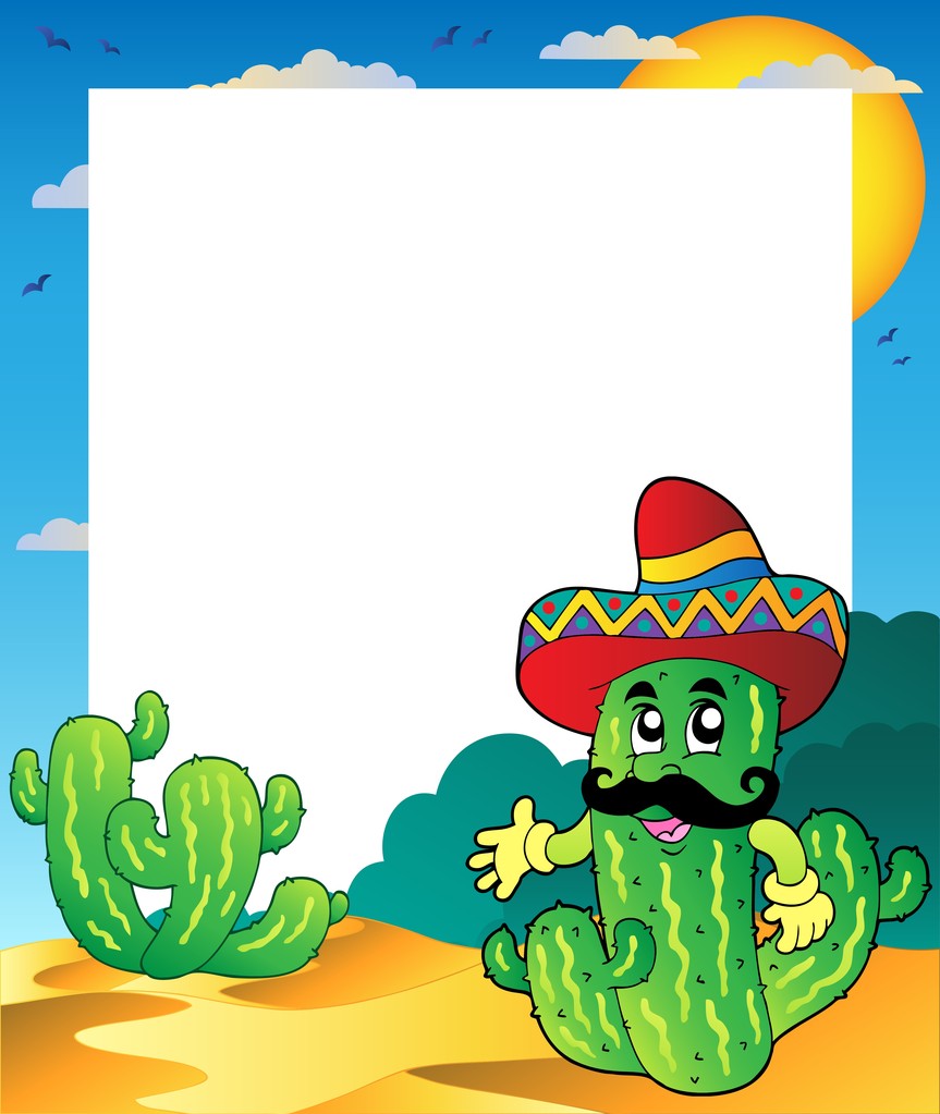 Marco con cactus mexicano
 - Vector, imagen