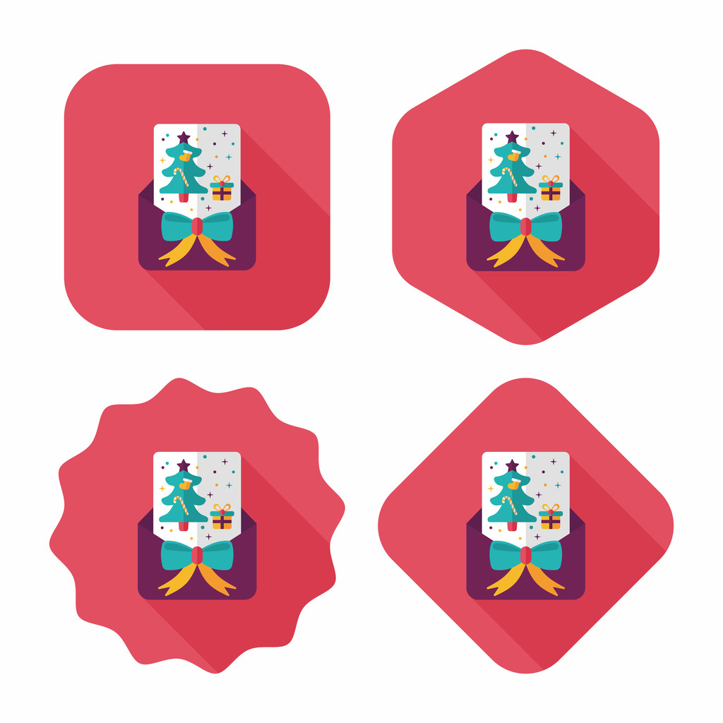 karácsonyi kártya lapos ikon a hosszú árnyék, eps10 - Vektor, kép