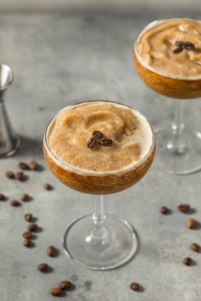 Boozy Frozen Espresso Martini Slushie Cocktail with Vodka - 写真・画像