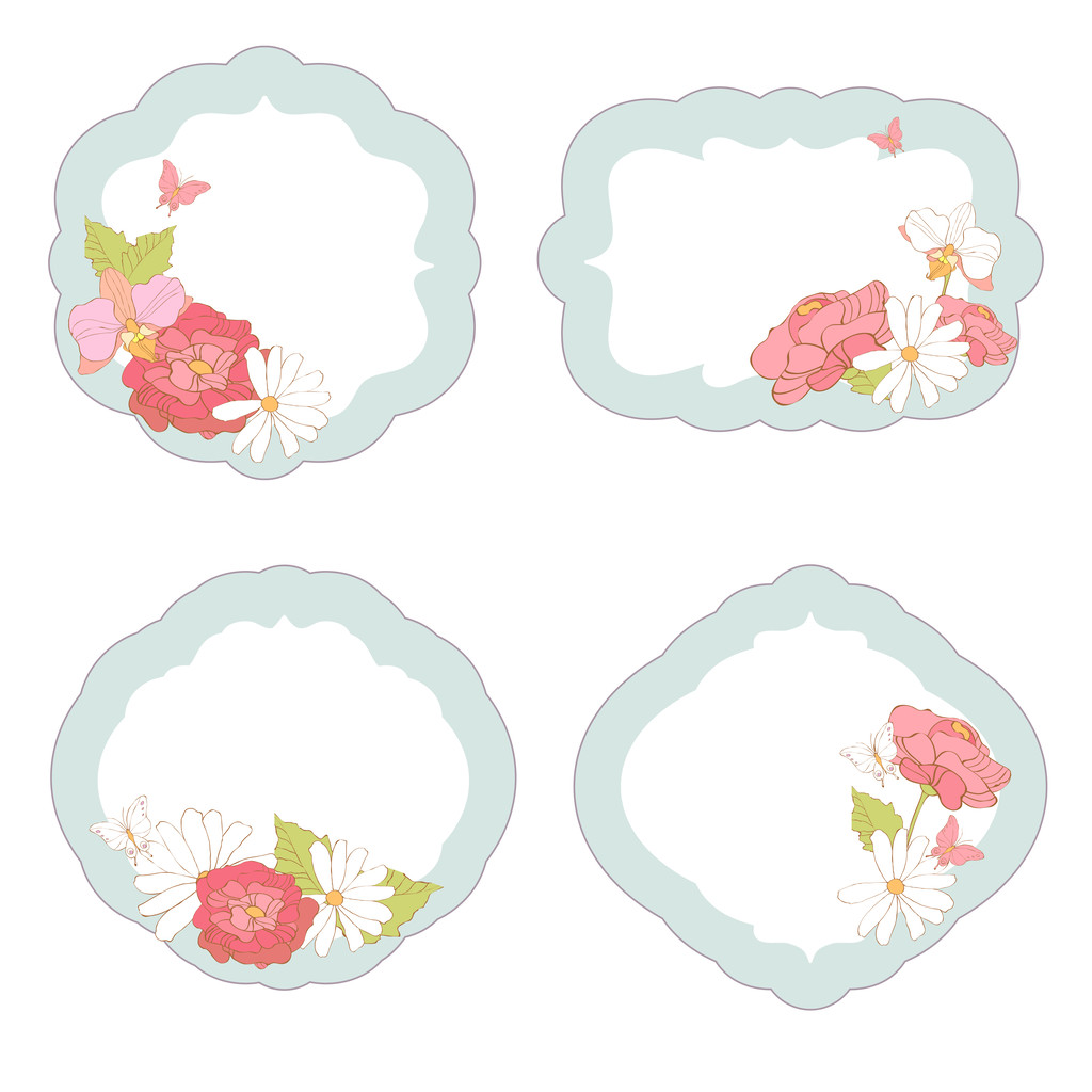 Set of frames with flowers - Vector, Image