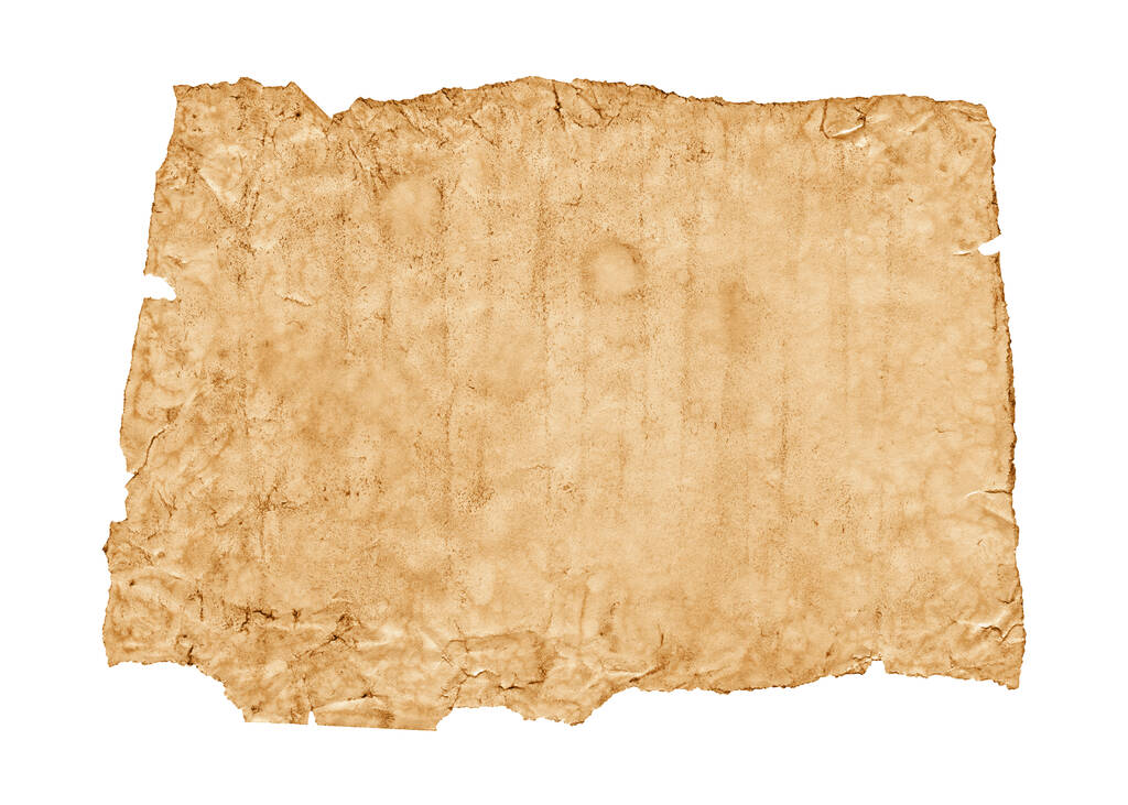Old crumpled parchment paper texture background. Vintage wallpaper isolated on white - Foto, Imagen