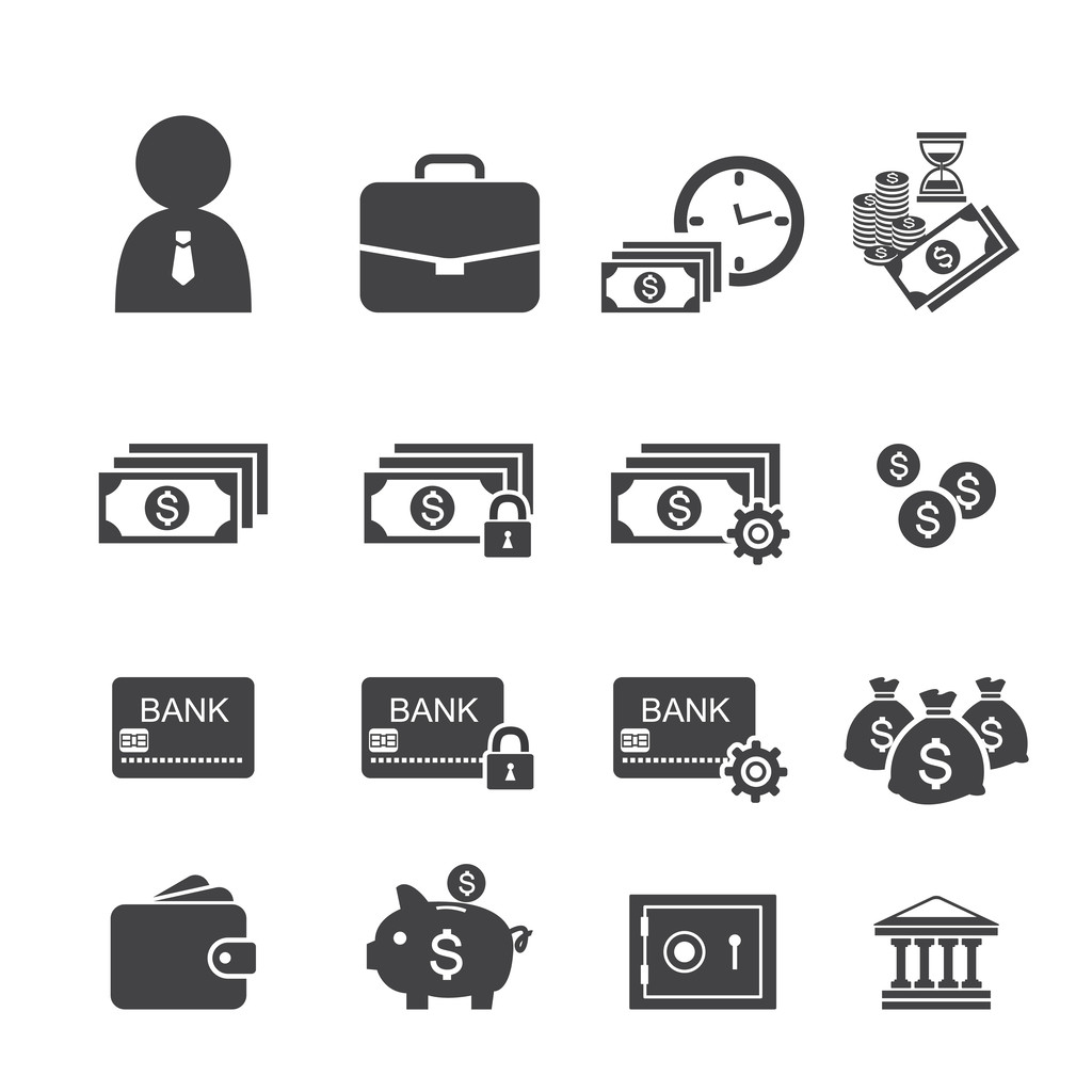 お金と金融のアイコンを設定 - ベクター画像