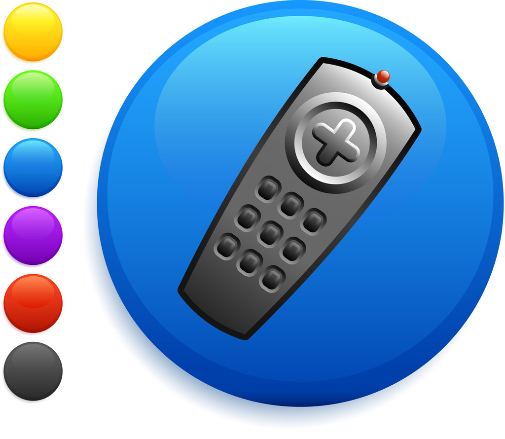 icono de control remoto en el botón redondo de Internet
 - Vector, imagen