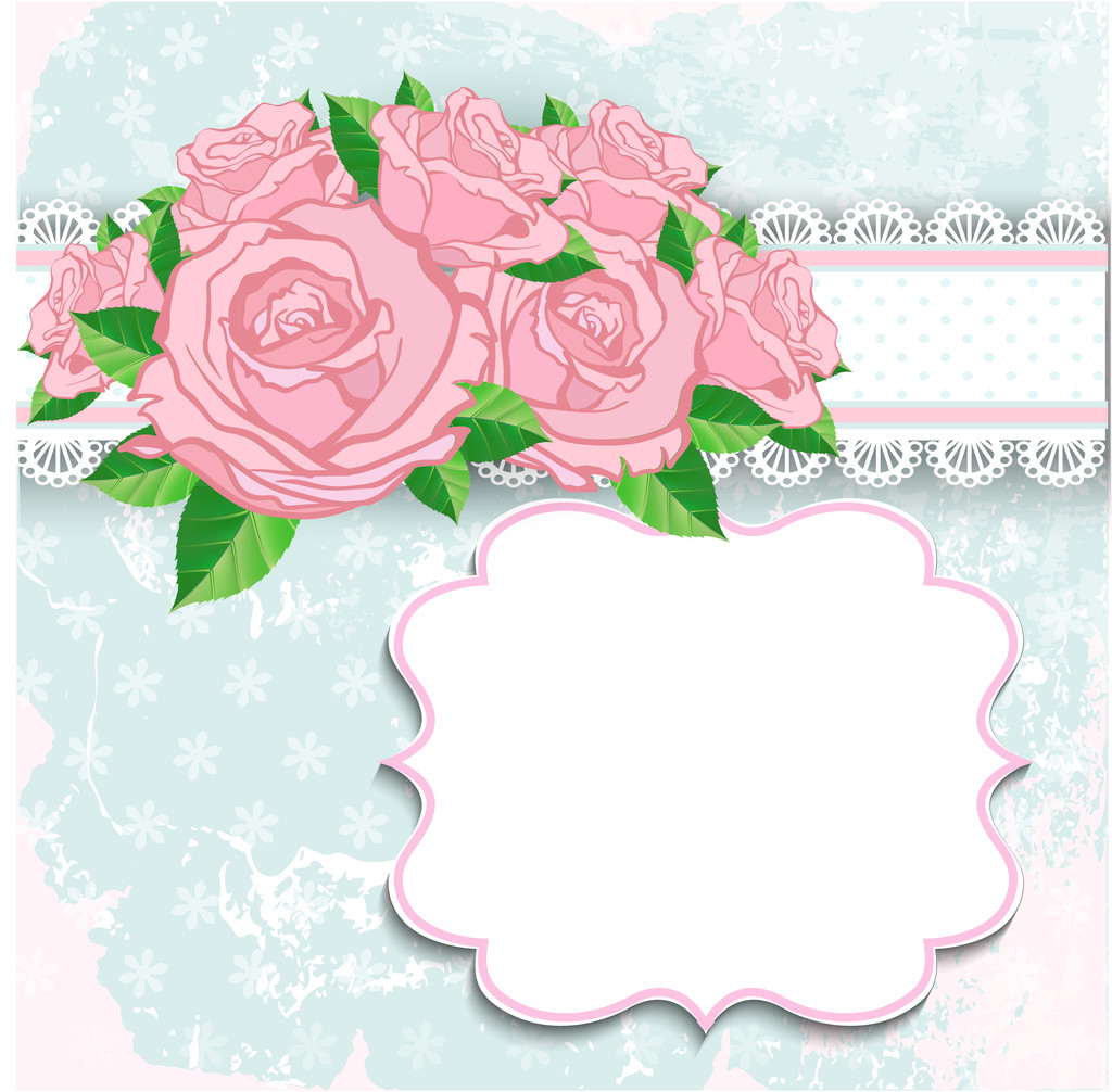 vintage achtergrond met roze rozen - Vector, afbeelding