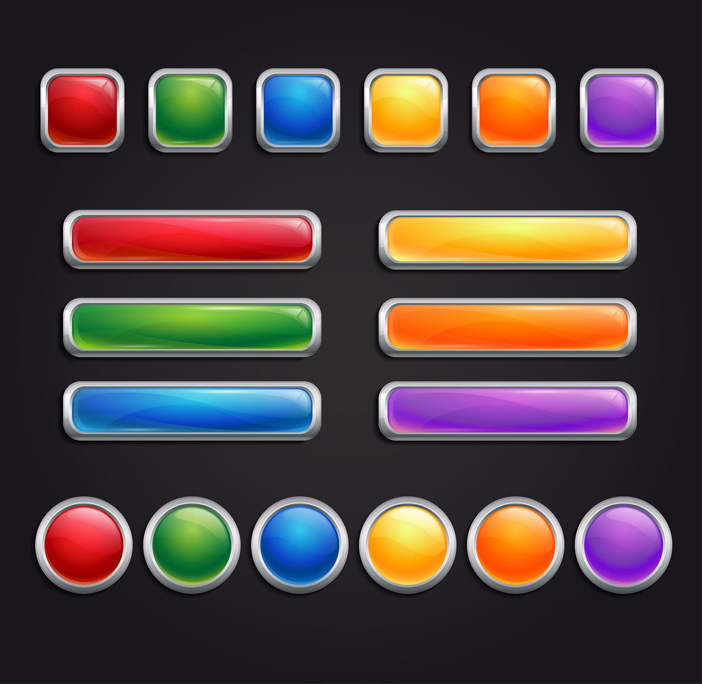 Collection of glassy buttons - Vector, Image