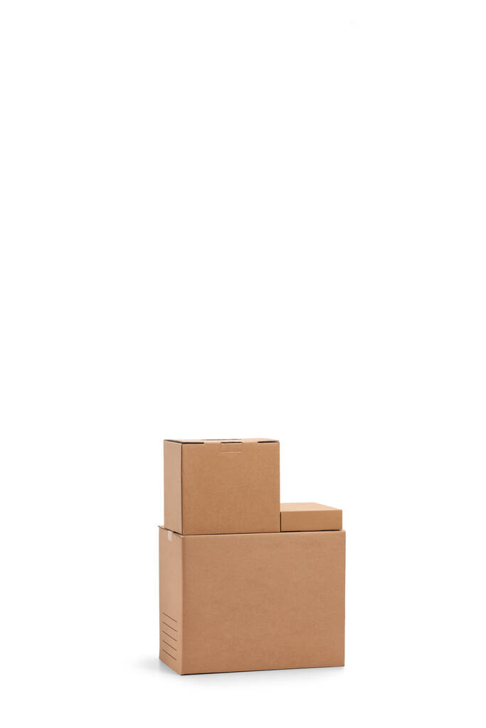 Studio shot of cardboard boxes isolated on white background - Photo, Image