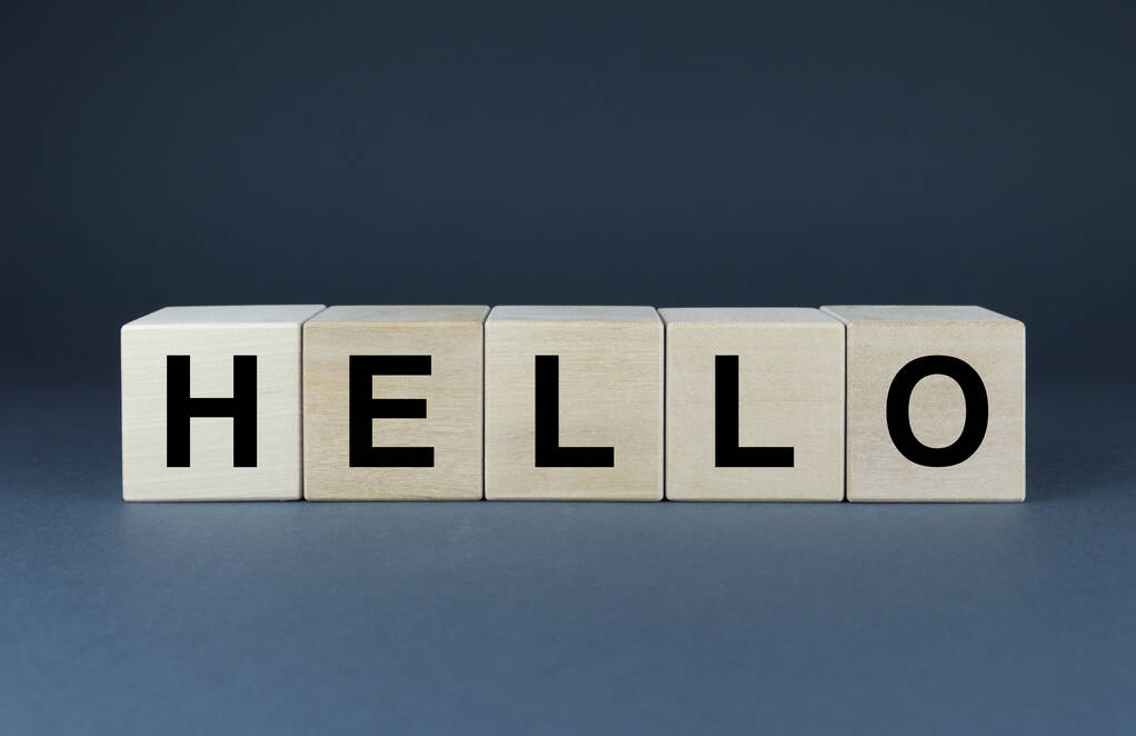 Hello. Cubes form the word Hello. Hello word concept - greeting - Foto, imagen