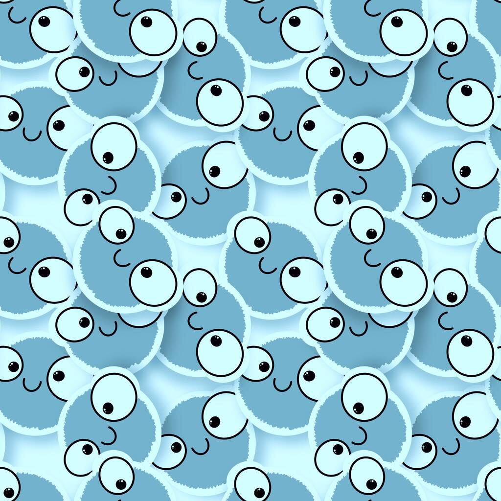 Cartoon doodle fluffy cute monsters aliens seamless pattern for kids clothes print and Halloween accessories and notebooks and fabrics and wrapping paper and linens. High quality illustration - 写真・画像