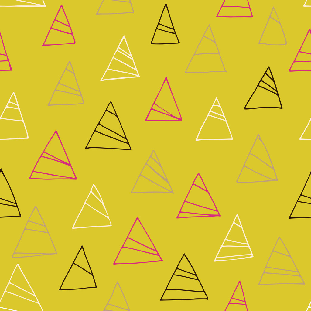Patrón geométrico sin costura con triángulos. Fondo amarillo abstracto
. - Vector, imagen