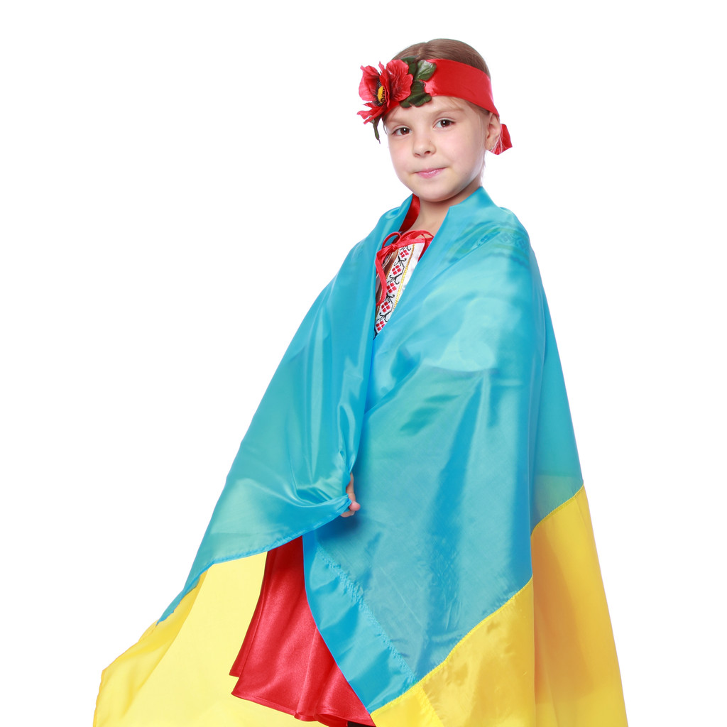Українська дівчина з прапором - Фото, зображення