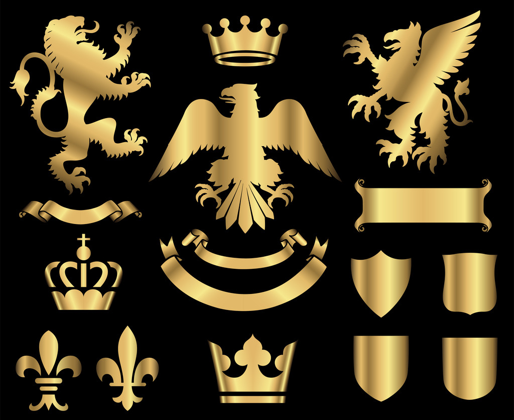 Ornamentos Heráldicos de Ouro
 - Vetor, Imagem