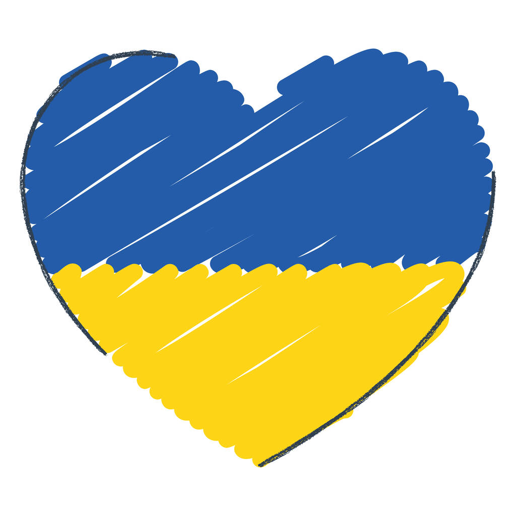 Μεμονωμένο σχήμα καρδιάς γδαρμένο με τη σημαία της Ουκρανίας Διάνυσμα εικονογράφηση - Διάνυσμα, εικόνα