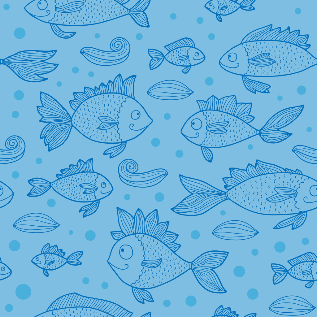 Pattern with fish - Vector, Image
