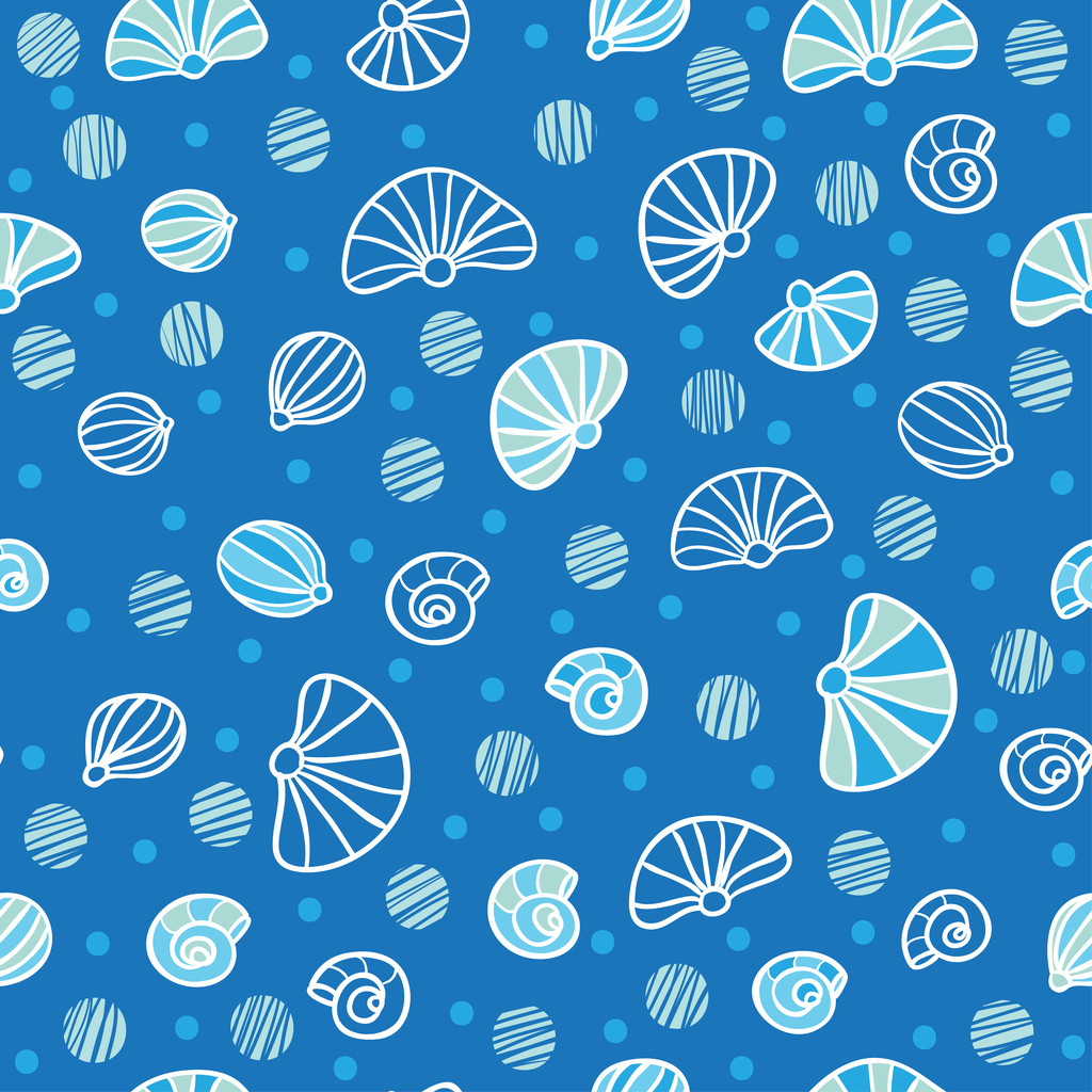 Pattern with sea shells - Vector, Image