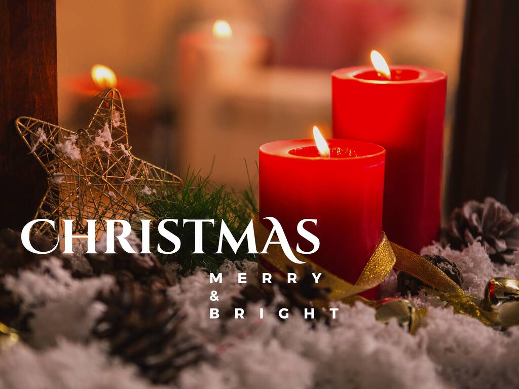Composition of christmas text over candles on snow background. Christmas festivity, celebration and tradition concept digitally generated video. - Photo, Image