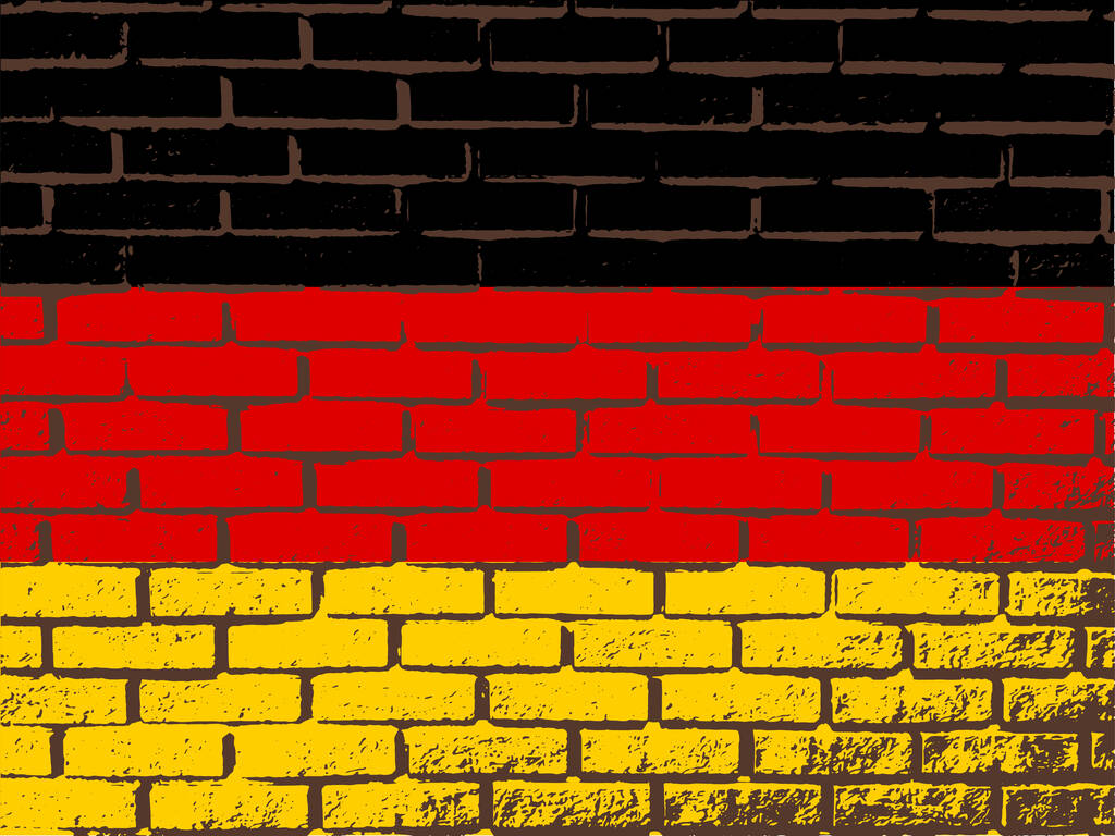 pared de ladrillo con bandera alemana - Vector, Imagen